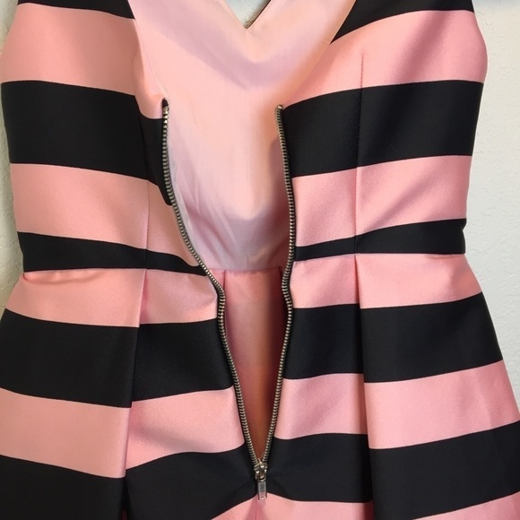 TOPSHOP Fit & Flare Dress Pink & Black Striped - Picture 8 of 12